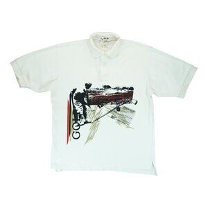 NWT Vintage‎ 90’s La Mode Men's Golf Polo Shirt Size Large Made in USA ~ Ivory
